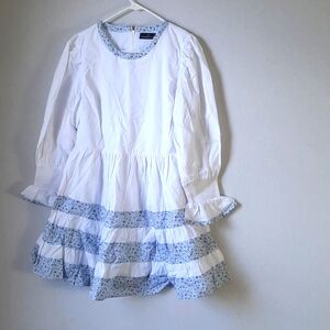 Tuckernuck POMANDER PLACE women dress size M long sleeve 100% cotton white NWT